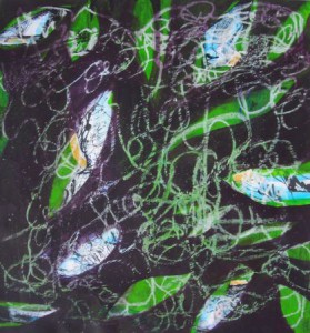"Vernetzung I", Mischtechnik auf Papier, 46cmX50cm, 2008