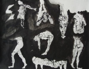 "Frauennetzwerk", Tusche auf Papier, 50cmX63,5cm, 2008