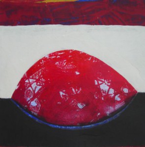 "Roter Kern I", Mischtechnik auf Papier, 30cmX30cm, 2008