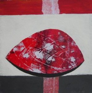 "Roter Kern II", Mischtechnik auf Papier, 30cmX30cm, 2008