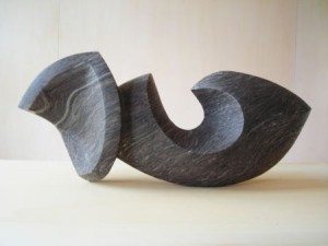 Skulptur "Begegnung", schwarzer Alabaster, 2015